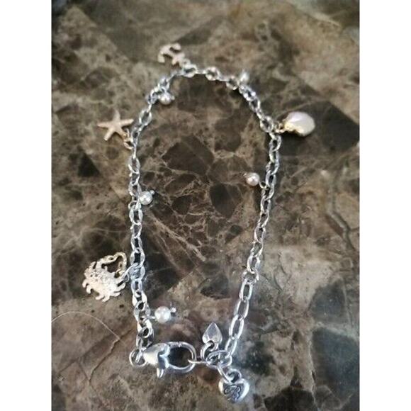 Rare Brighton Shell Starfish Fish Crab Charm Bracelet Adjustable Silver Gold - Picture 2 of 9